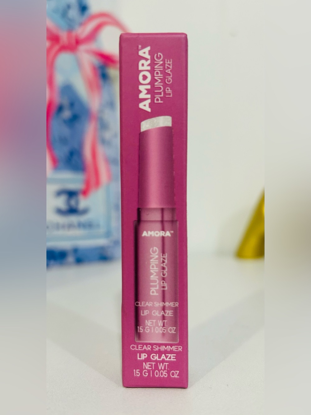 Clear Shimmer Plumping Lip Glaze — Pink